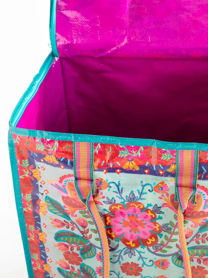 Rolling Tote Bag - Red Folk Flower-view 4