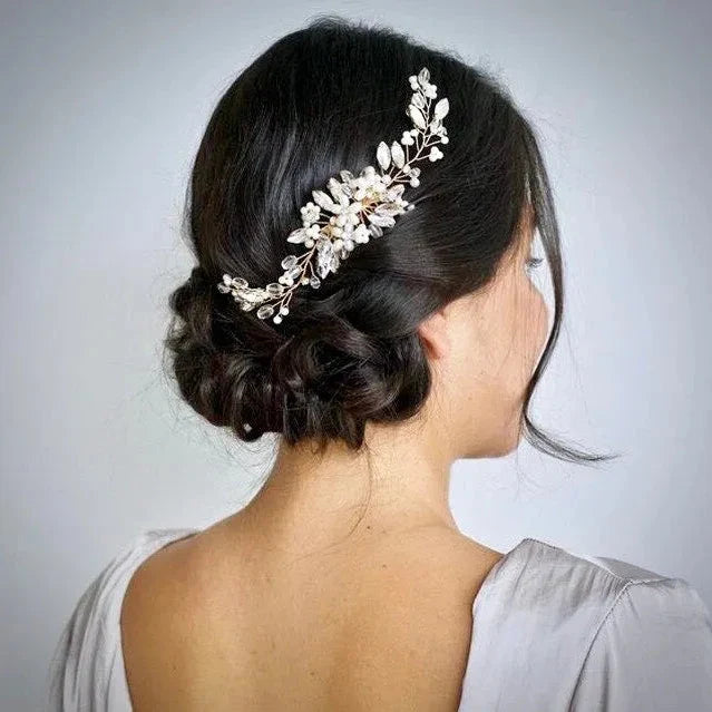 Wedding Hair Accessories - Pearl and Crystal Bridal Hair Comb - Available in Silver, Rose Gold and Yellow Gold