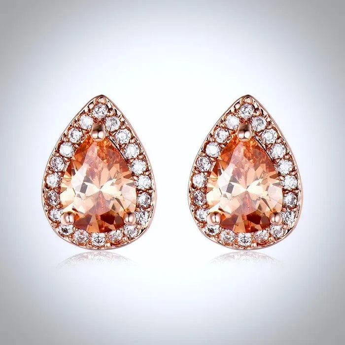 Bridal Party Gifts - Rose Gold Bridal Hair Comb With Matching Earrings