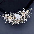 Wedding Hair Accessories - Gold Pearl Bridal Hair Comb
