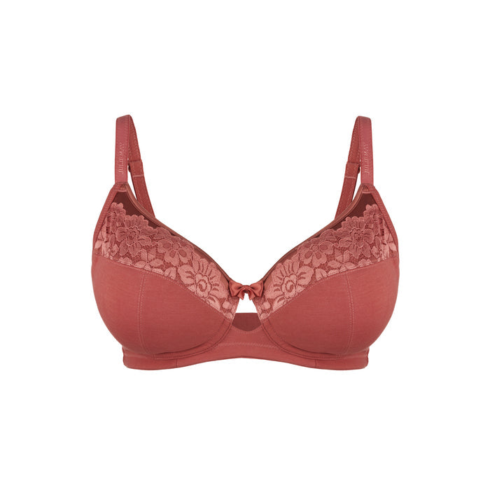 Rosie Silk and Organic Cotton Lace Full Cup Wireless Bra, front view – Juliemay Lingerie