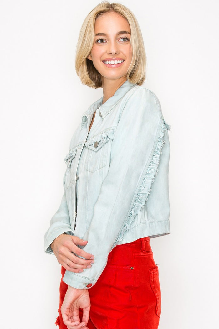 Ruffle Detailed Denim Jacket