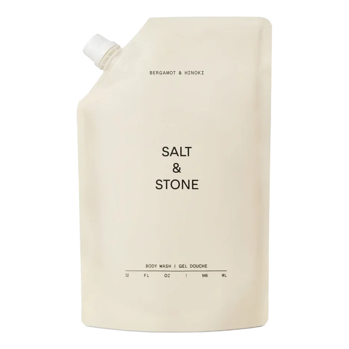 Salt & Stone Bergamot & Hinoki kroppsvask refill i beige påse