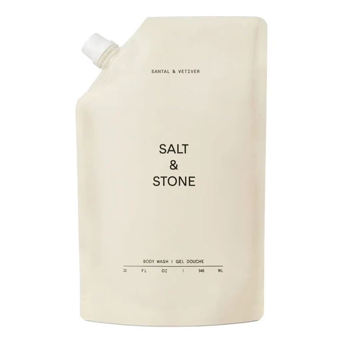 Salt & Stone Santal & Vetiver kroppsvask refill i beige påse