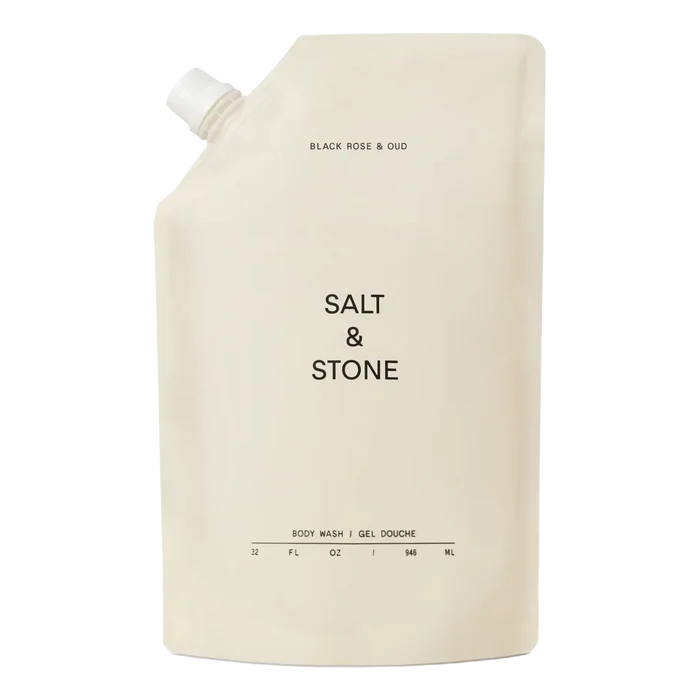 Salt & Stone Black Rose & Oud kroppsvask refill i beige påse