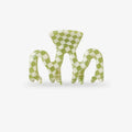 sasstie checked green and white hair clip on a white background