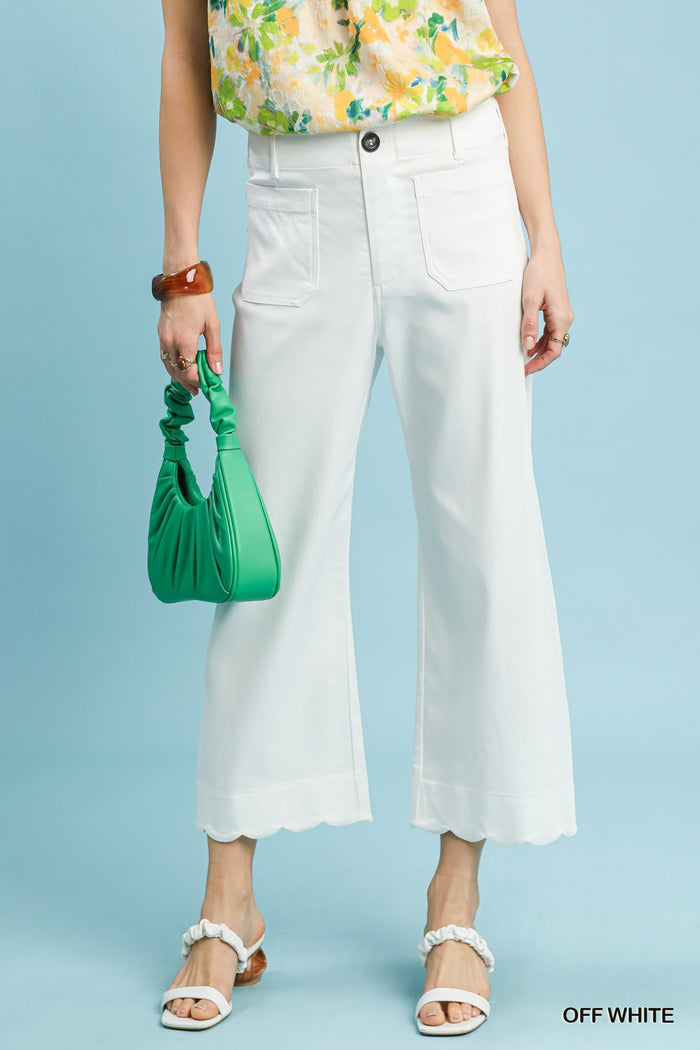 Scallop Hem Wide Leg Pants