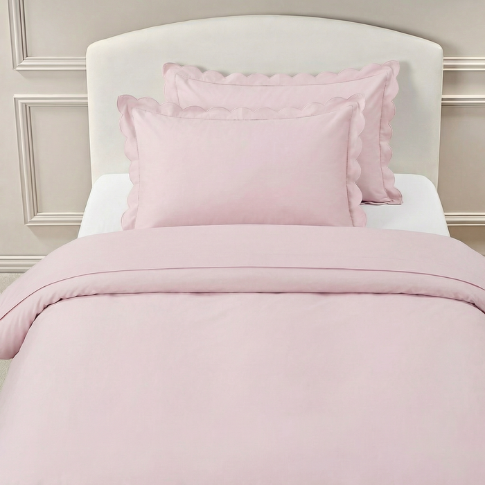 Scalloped Starlight Twin Duvet Set in Rose