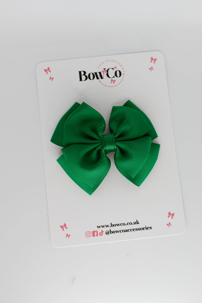 School Bow Forest Green - Layer Edge Bow - Clip
