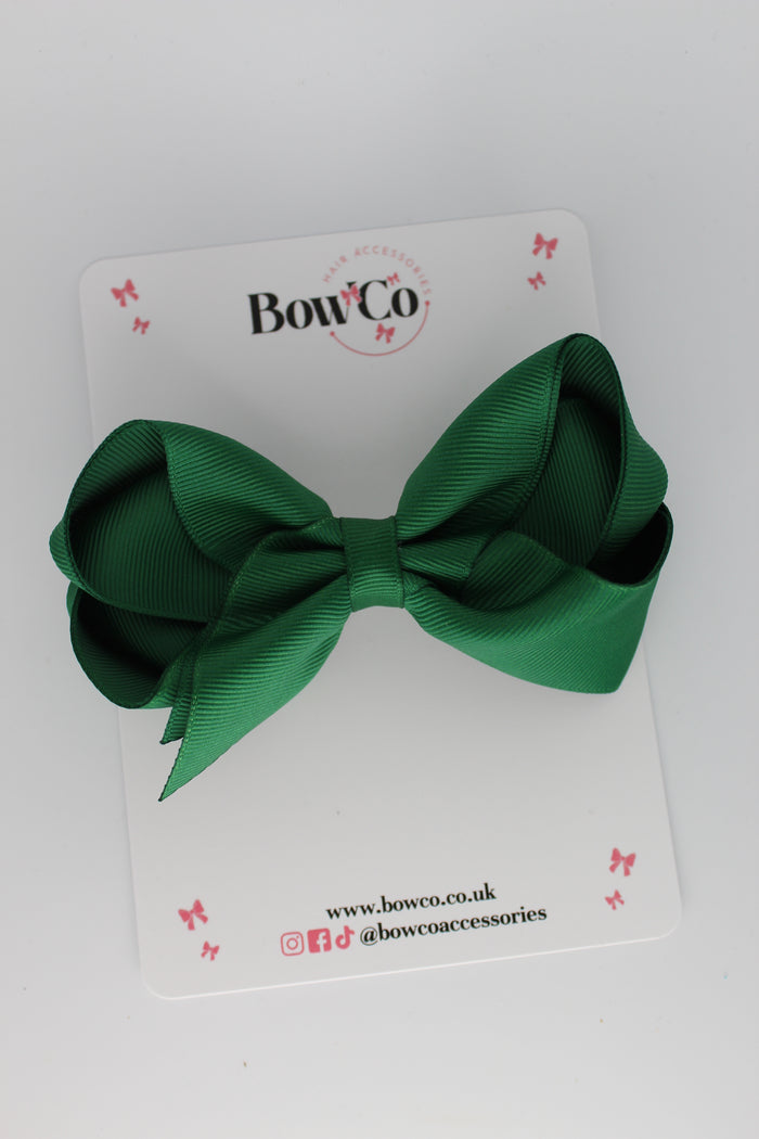 School Bow Forest Green - Loop Bow - Clip