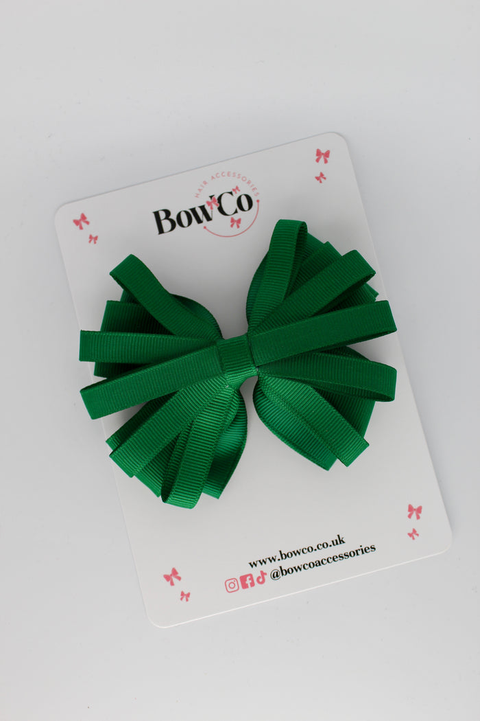 School Bow Forest Green - Spiral Bow - Clip