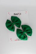 School Bows Forest Green - Round Tuxedo Bow Set - Clip