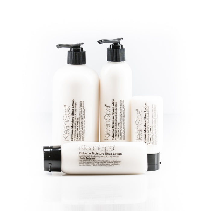 several bottles of creamy Coconut shea lotion
