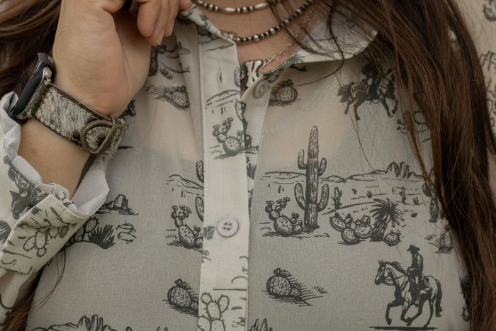 Sheer Desert Scene Button Up