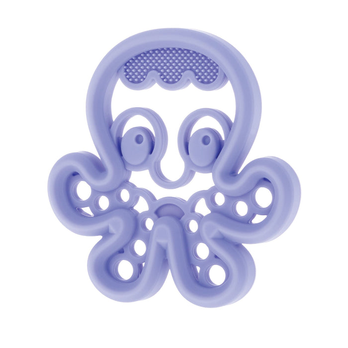 The Nuby Silicone Mini Teethers (2 Pack) in owl and octopus shapes feature textured surfaces and holes for easy gripping, providing soothing teething relief for babies.
