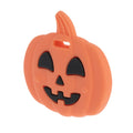 The Nuby Silicone Pumpkin Teether is an orange keychain shaped like a smiling jack-o-lantern with black features—perfect as a festive Halloween pumpkin teether or fun accessory.