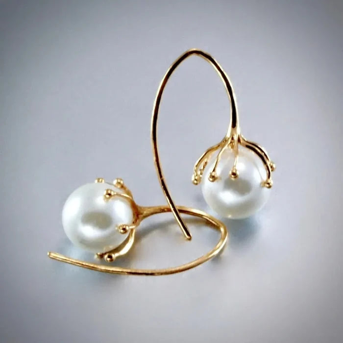 "Selena" - Pearl Bridal Earrings - Available in Rose Gold, Silver and Yellow Gold