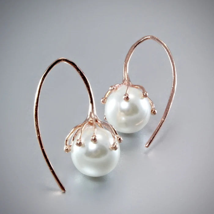 "Selena" - Pearl Bridal Earrings - Available in Rose Gold, Silver and Yellow Gold