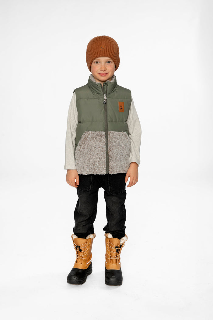 Sleeveless Mid-Season Vest Olive Green-1