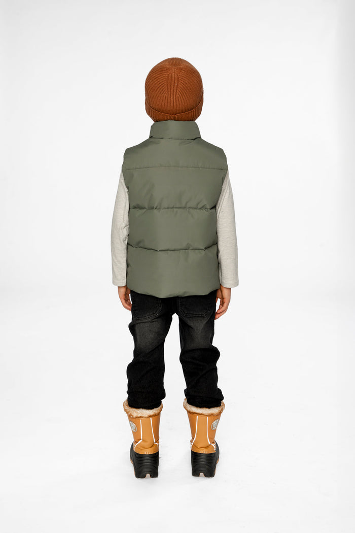 Sleeveless Mid-Season Vest Olive Green-3