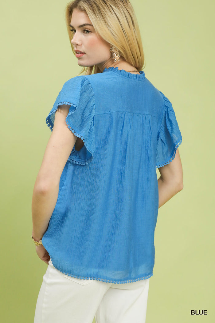 Solid Trim Flutter Top