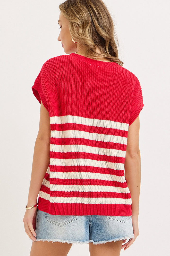 Star And Stripe American Flag Knit Top