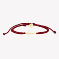 Stay Salty Cross Garnet Braided Cord Bracelet- Gold