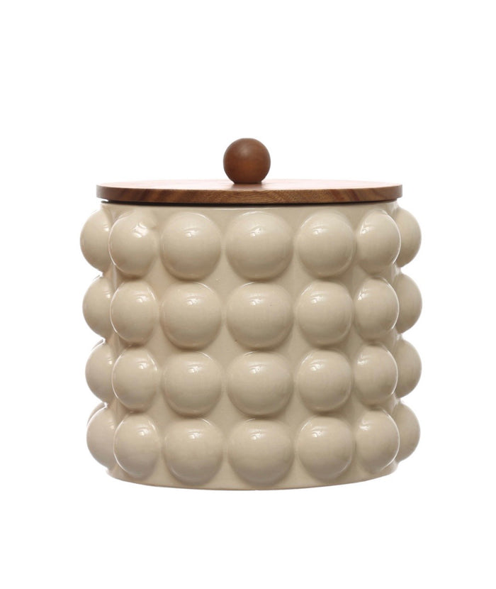 Stoneware Canister w Wood Lid - Large