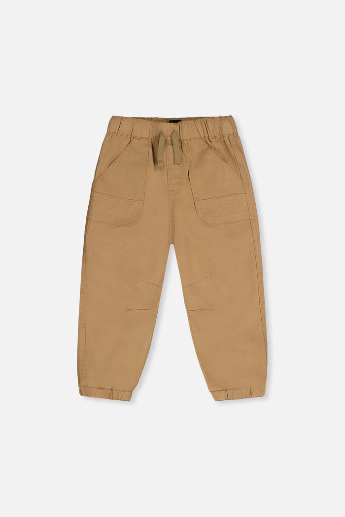 Stretch Canvas Jogger Pants Beige-0