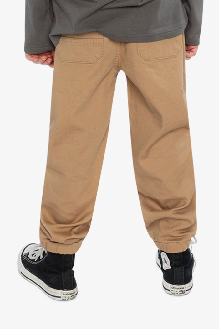 Stretch Canvas Jogger Pants Beige-3