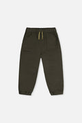 Stretch Canvas Jogger Pants Very Dark Green-0