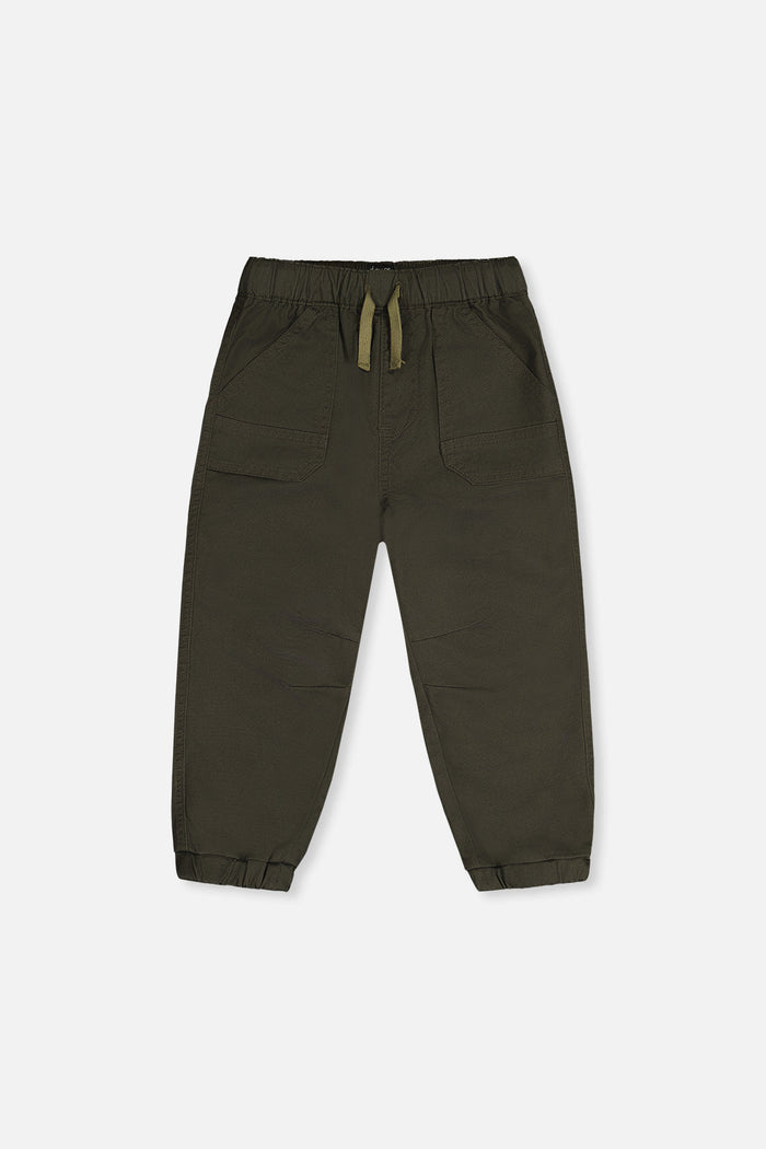 Stretch Canvas Jogger Pants Very Dark Green-0