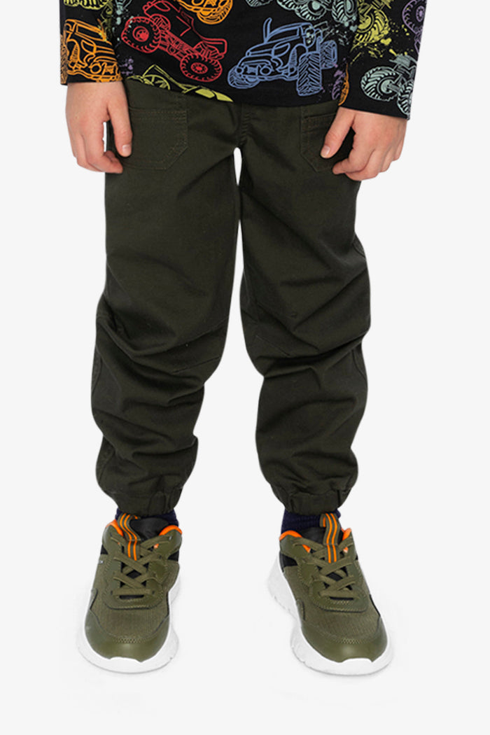 Stretch Canvas Jogger Pants Very Dark Green-1