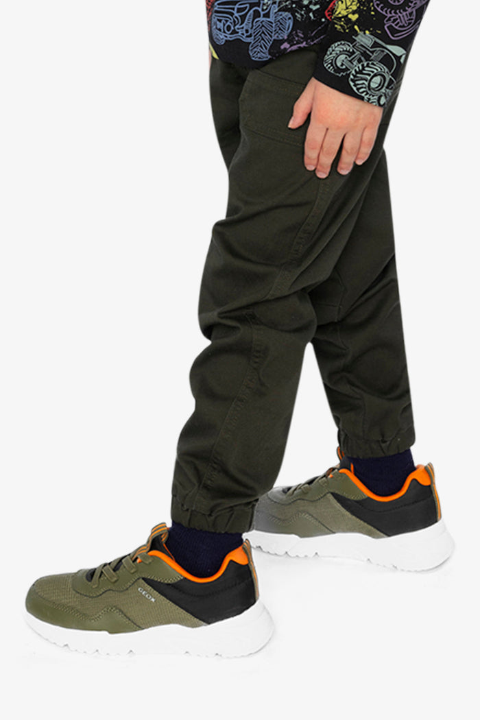 Stretch Canvas Jogger Pants Very Dark Green-2