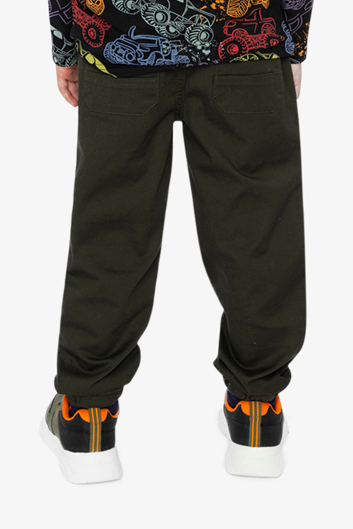 Stretch Canvas Jogger Pants Very Dark Green-3