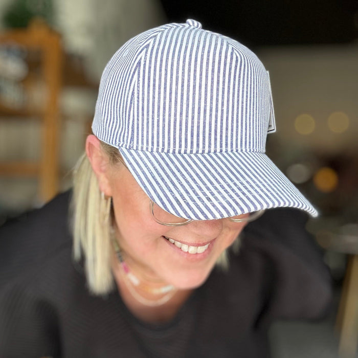 Striped Ponytail Trucker Hats - Olita Gifts & Goods
