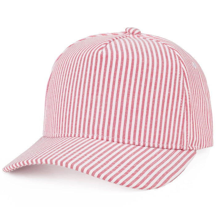 C.C Stripe Pattern Criss-Cross Ponytail Trucker Hat: Red - Olita Gifts & Goods