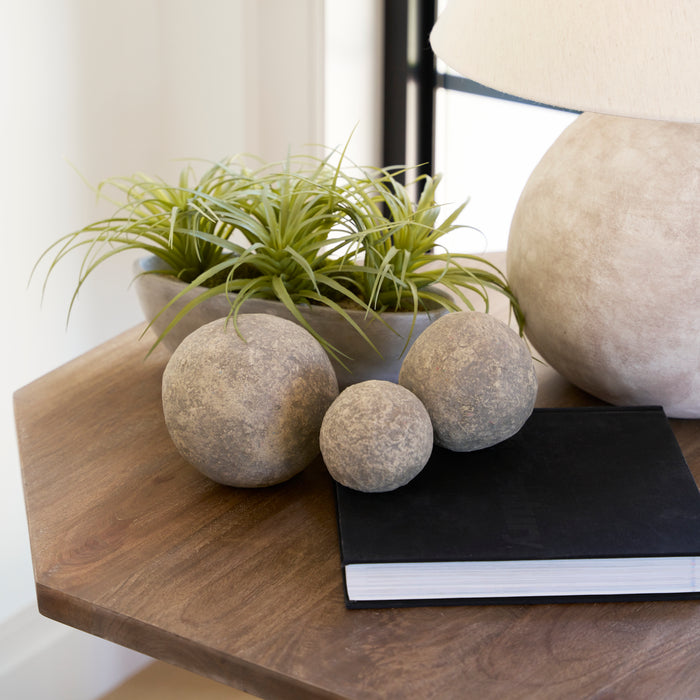 Sunita Set of 3 Gray Paper Mache Orbs - Magnolia Lane co. Home + Garden + Gift