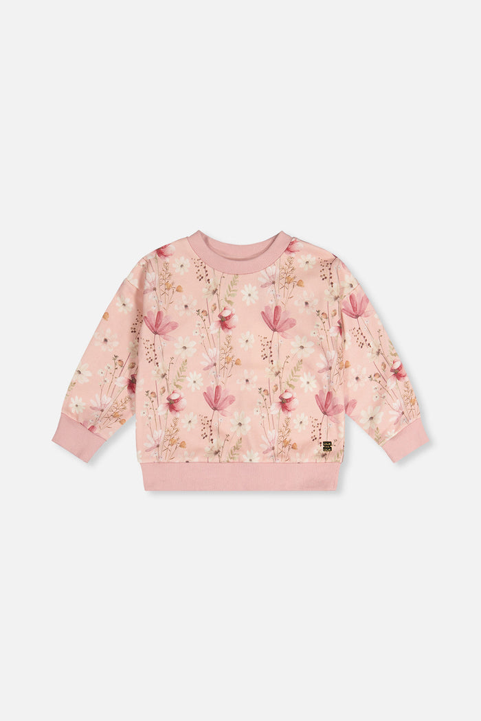 Sweatshirt Pink Printed Flowers-0