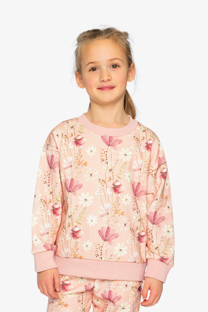 Sweatshirt Pink Printed Flowers-1