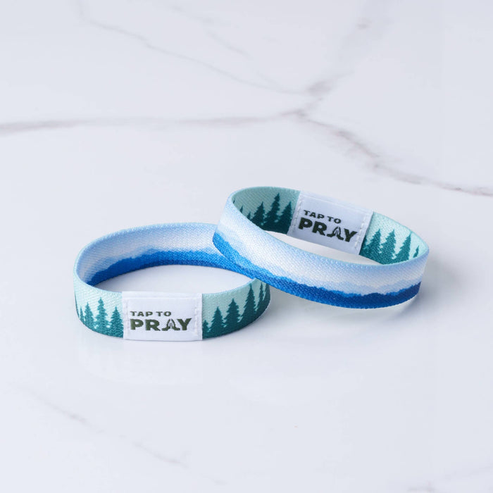 Tap To Pray™ Wristbands - Mountains & Forests: X-Small / Blue Mountains & Green Forests - Olita Gifts & Goods