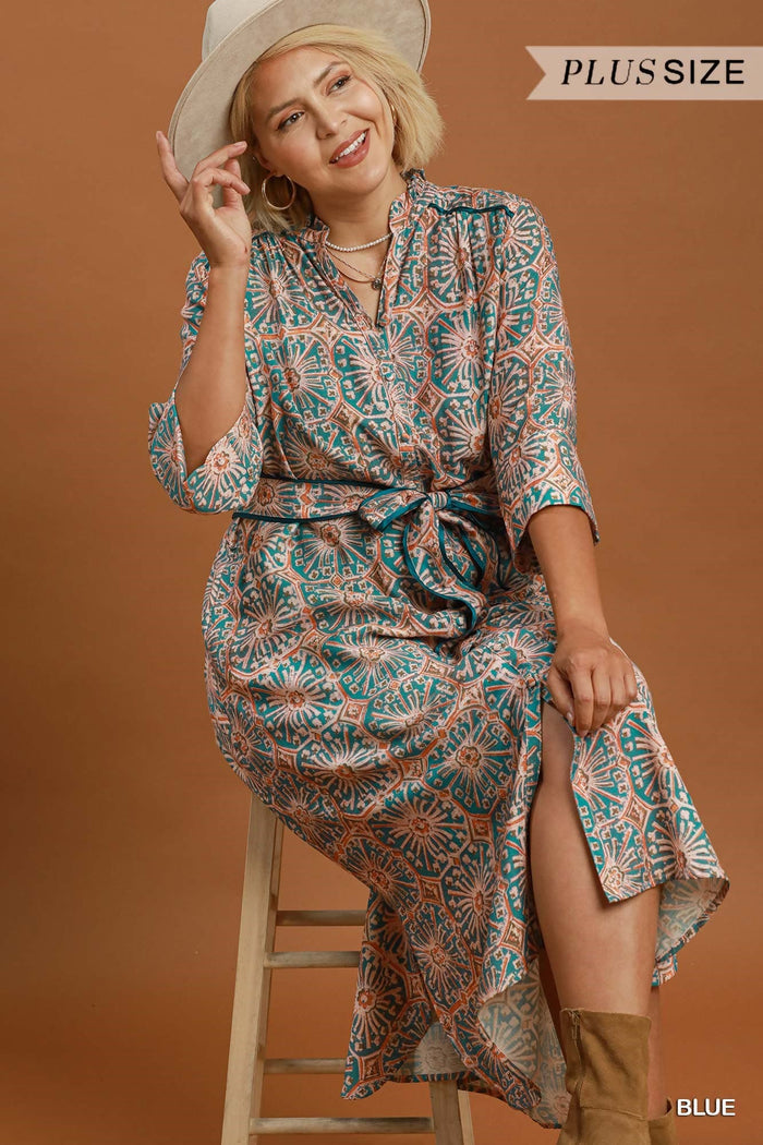 Teal  Mosaic Midi Dress