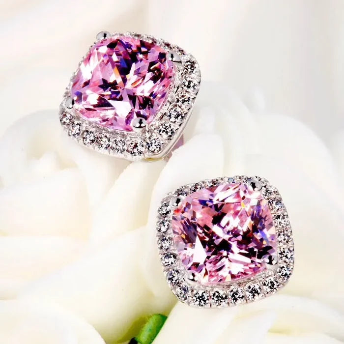 Wedding Jewelry - Square Cubic Zirconia Stud Earrings