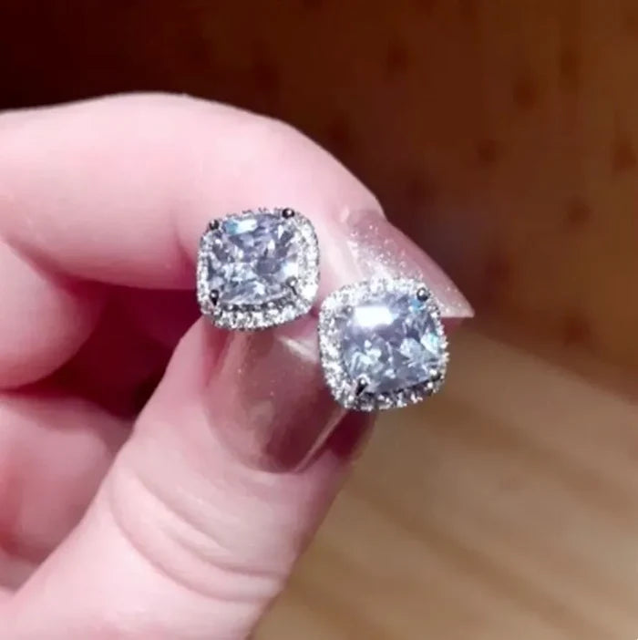 "Thalia" - Square Cubic Zirconia Stud Earrings