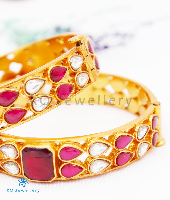 The Ada Silver Polki Bracelet (Red/Size 2.4)