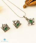 The Ayana Silver Kemp Pendant Set (Green)