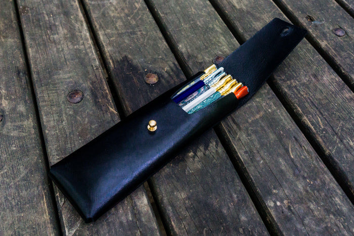 The Charcoal Leather Pencil Case for Blackwing Pencils - Black