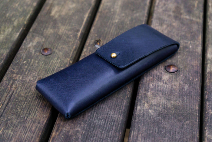 The Charcoal Leather Pencil Case for Blackwing Pencils - Navy Blue