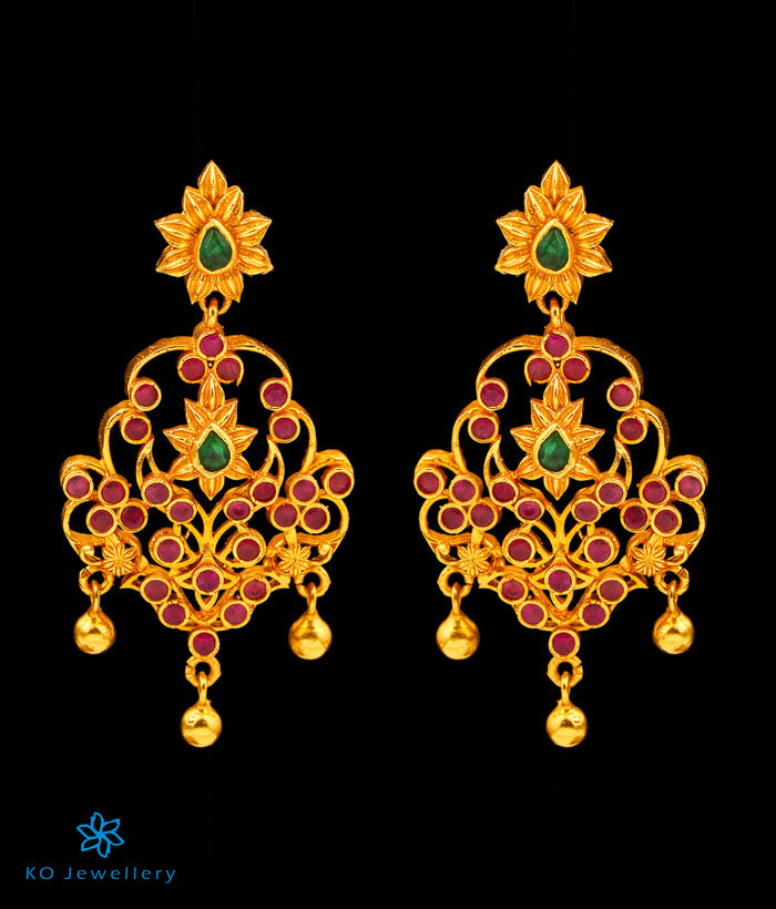 The Kadambari Silver Earrings (Red)