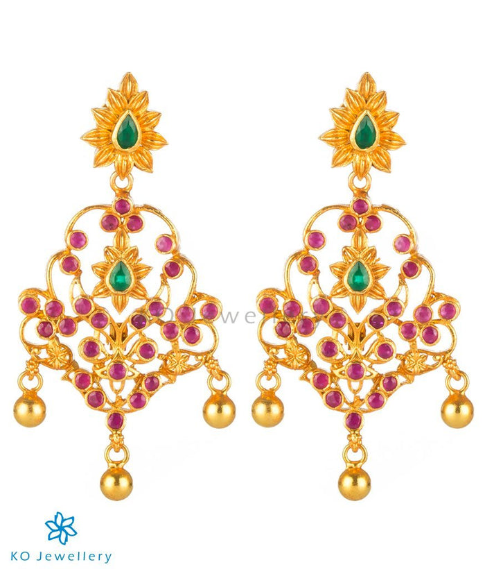 The Kadambari Silver Earrings (Red)